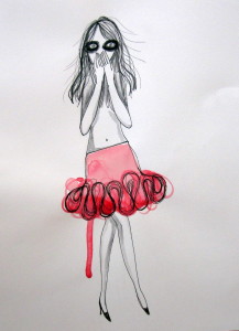 Red skirt girl10.5x13.5
